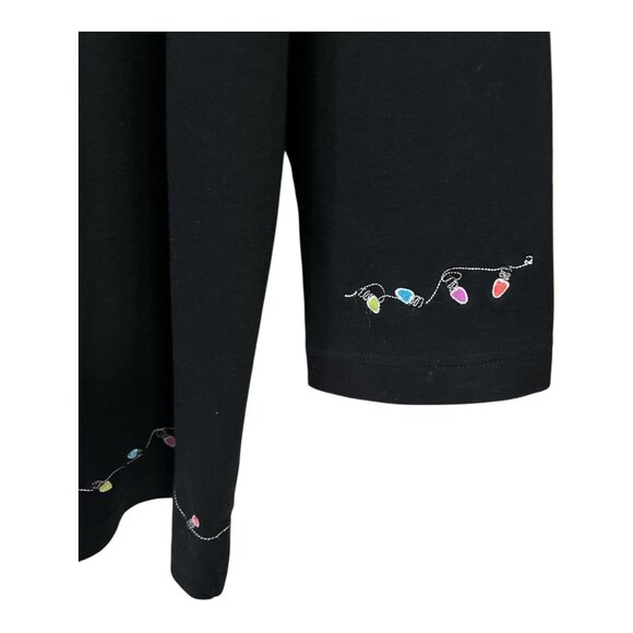 CB Plus C.B. Casual Women’s 1X Flamingo Island Holiday Embroidered Black Top - Picture 4 of 8